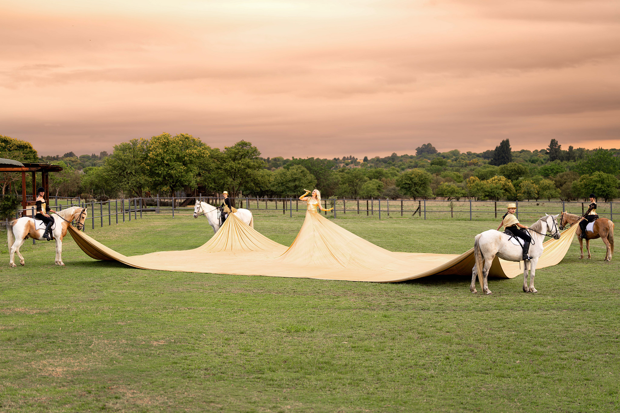 Sunset during an equestrian music event