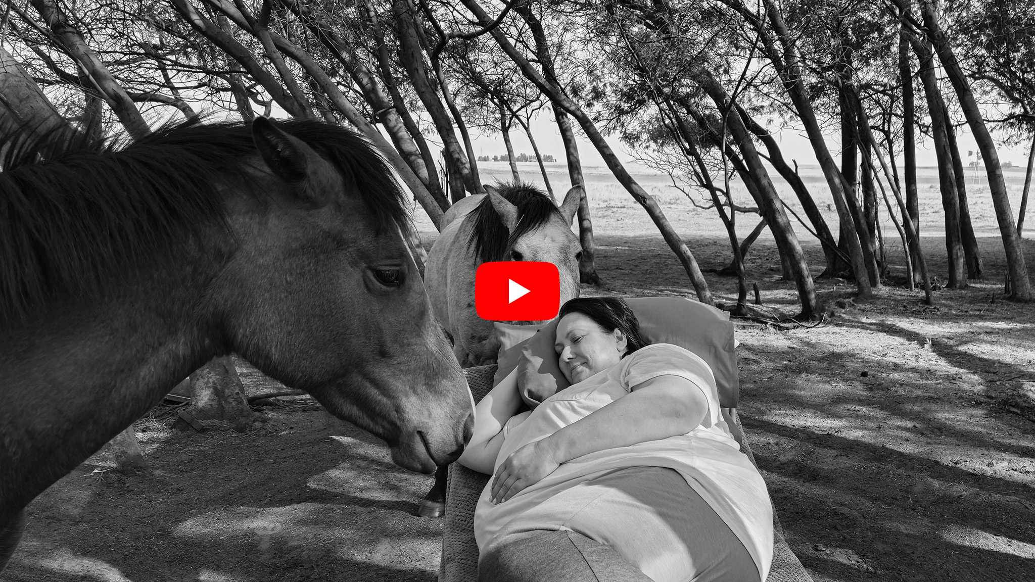 Black and white image of Equine Assisted Therapy in South Africa
