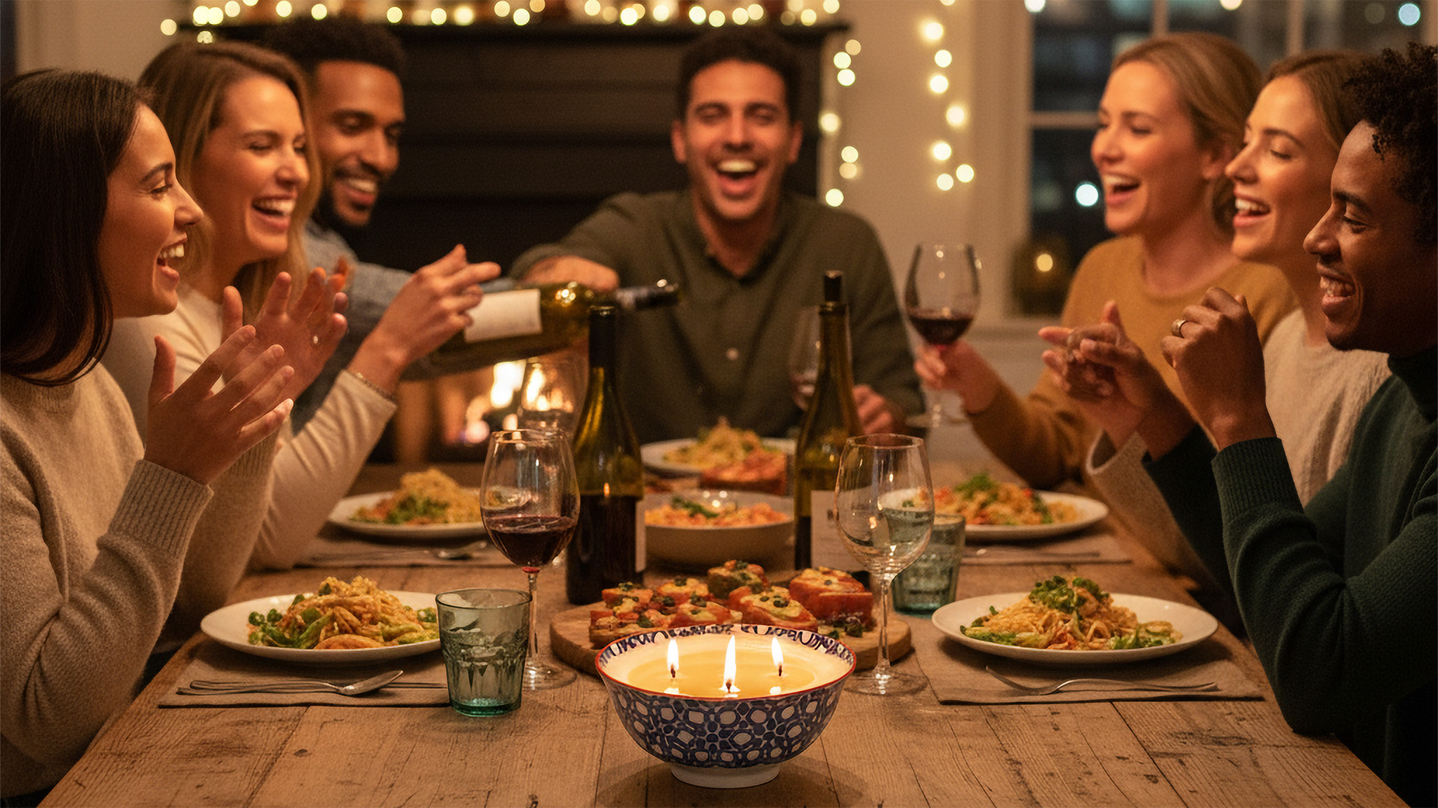 A dinner party with a Stephani's Scented Candle