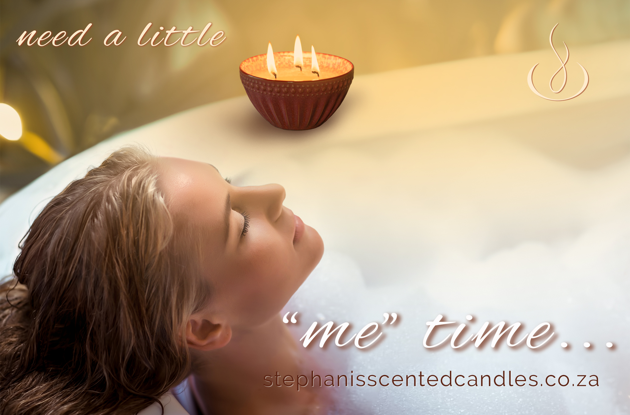 Woman relaxing in a tub with Stephani's Scented Candles