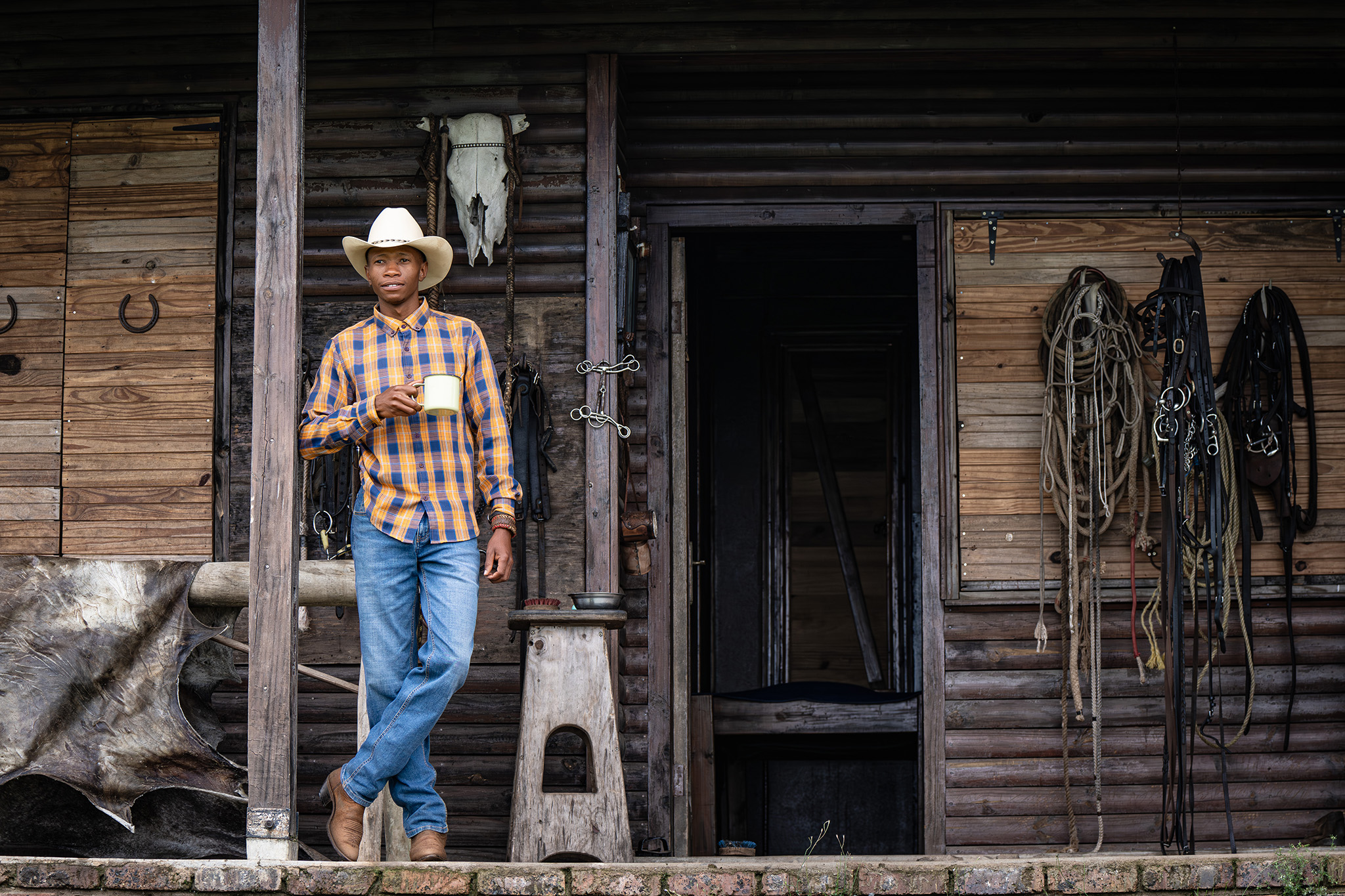 Candid image of a young cowboy 