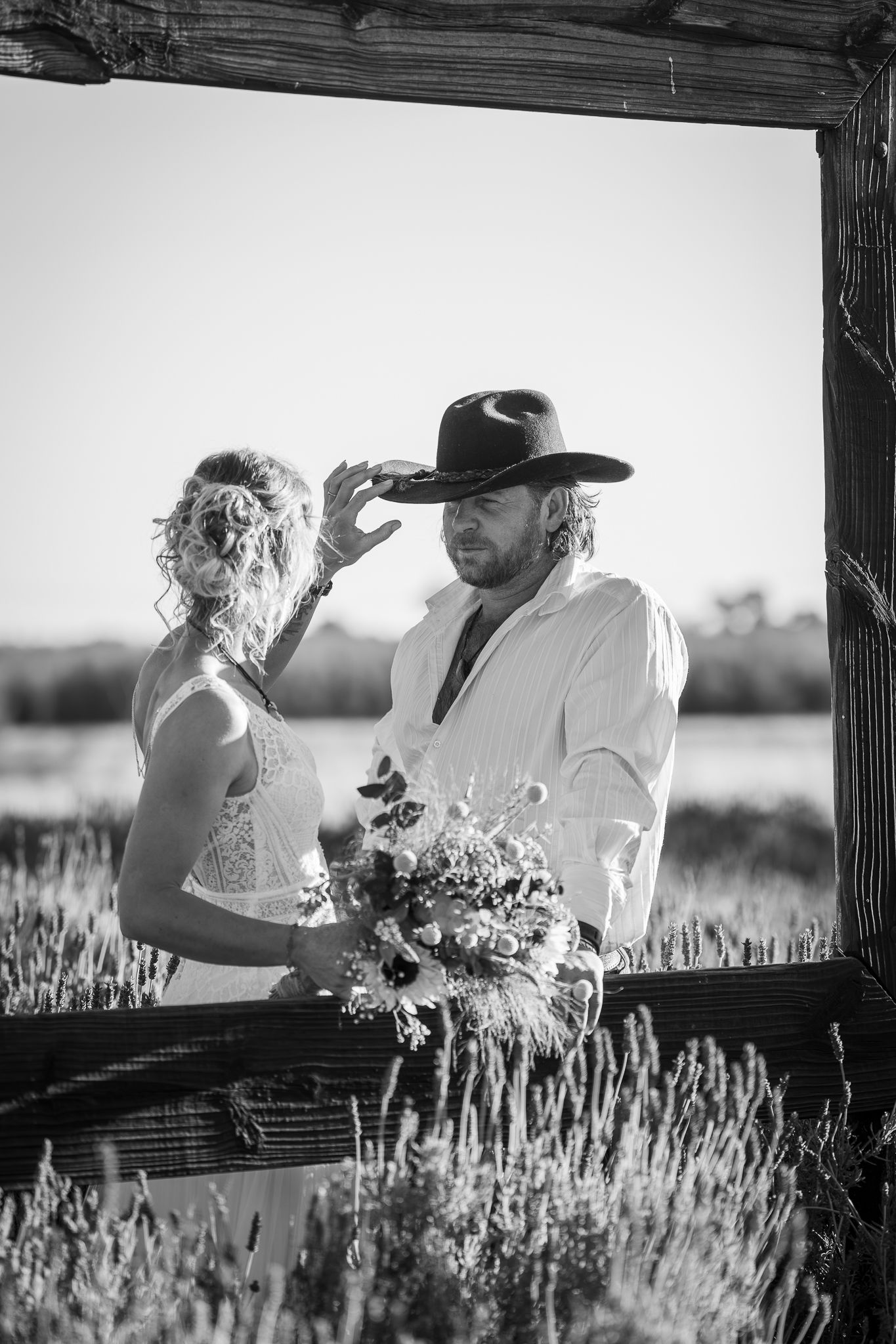 Black and white portrait at a wedding 