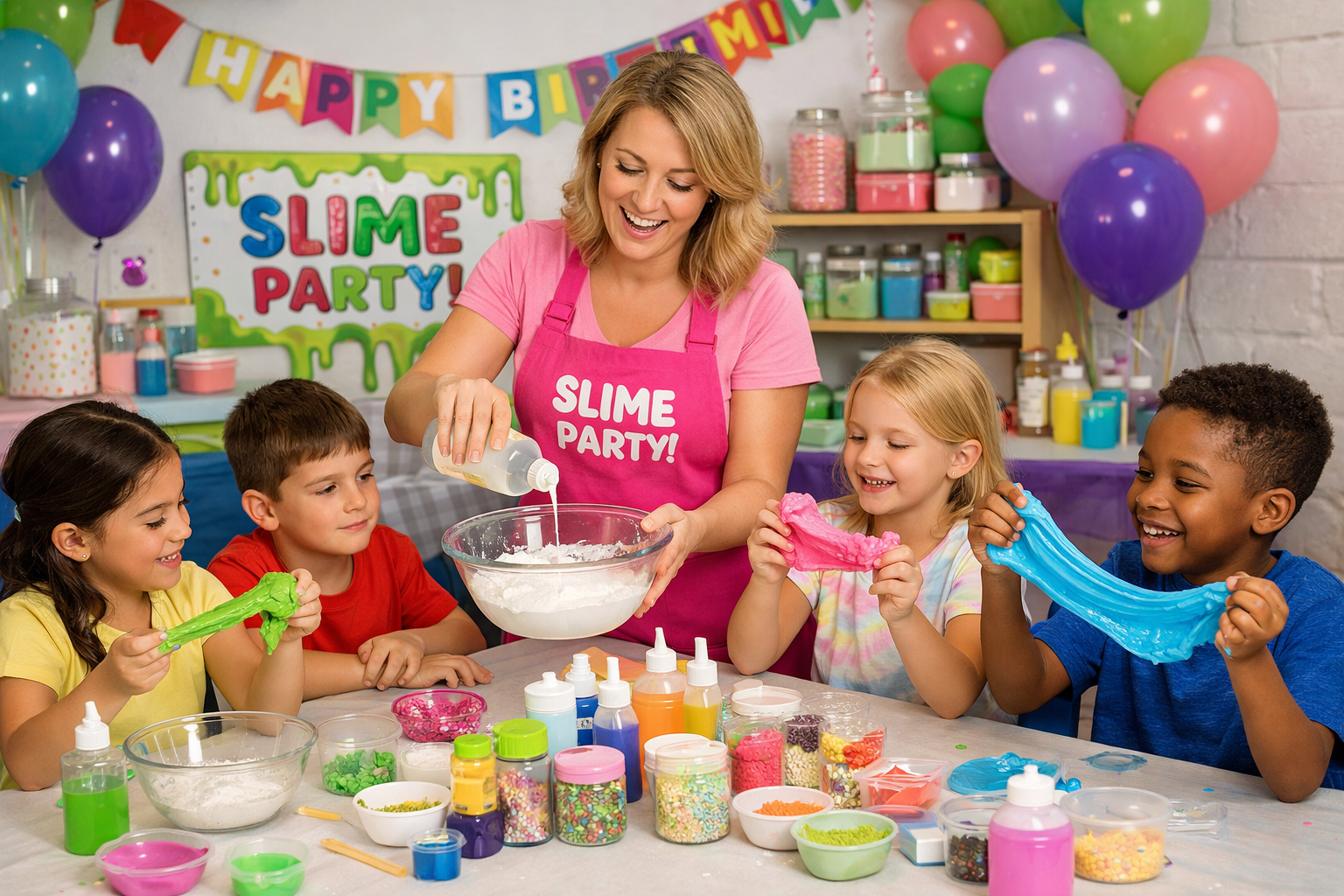 a slime workshop where kids learn how slime is made and design their own slime