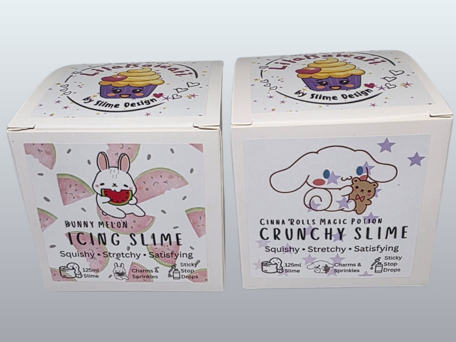 Two luxury novelty white boxes for slime gifting
