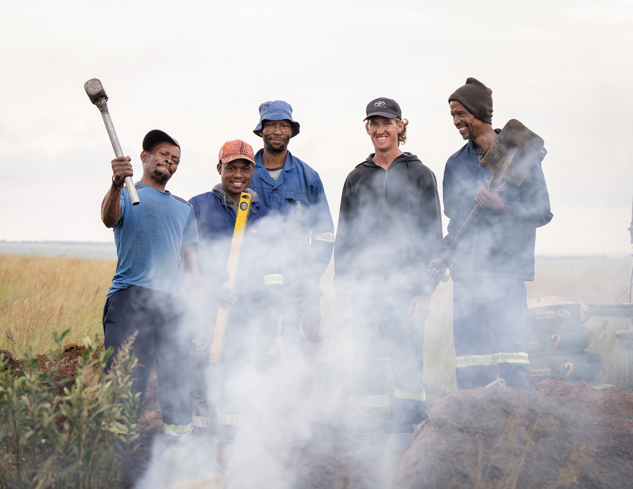 On site portrait of a team of workers