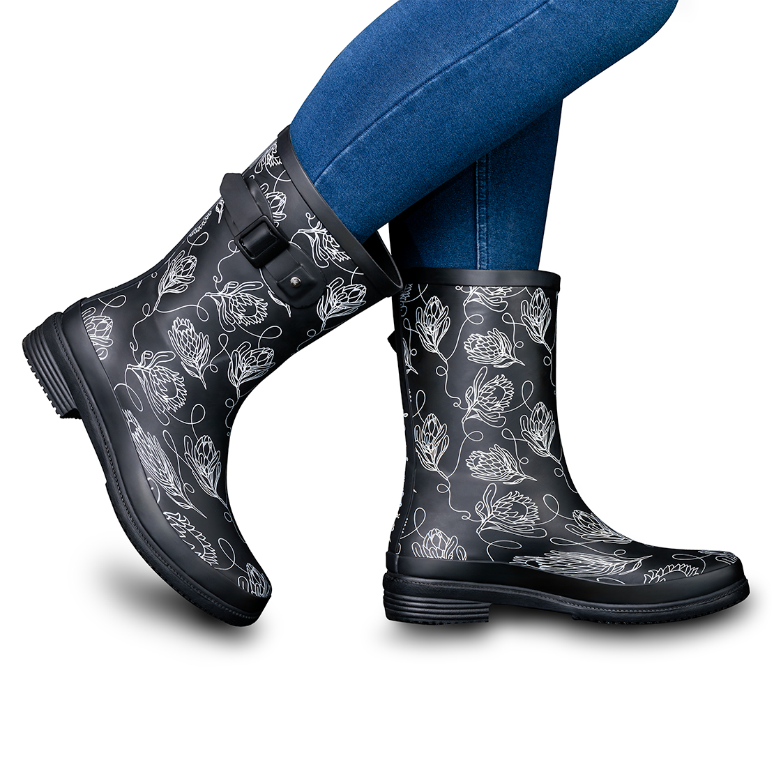 Clean product image of wellington rubber boots on white background