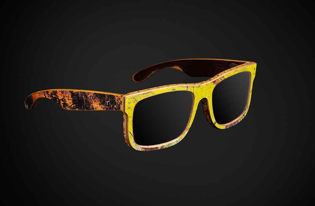 Product image of hand made glasses on dark background