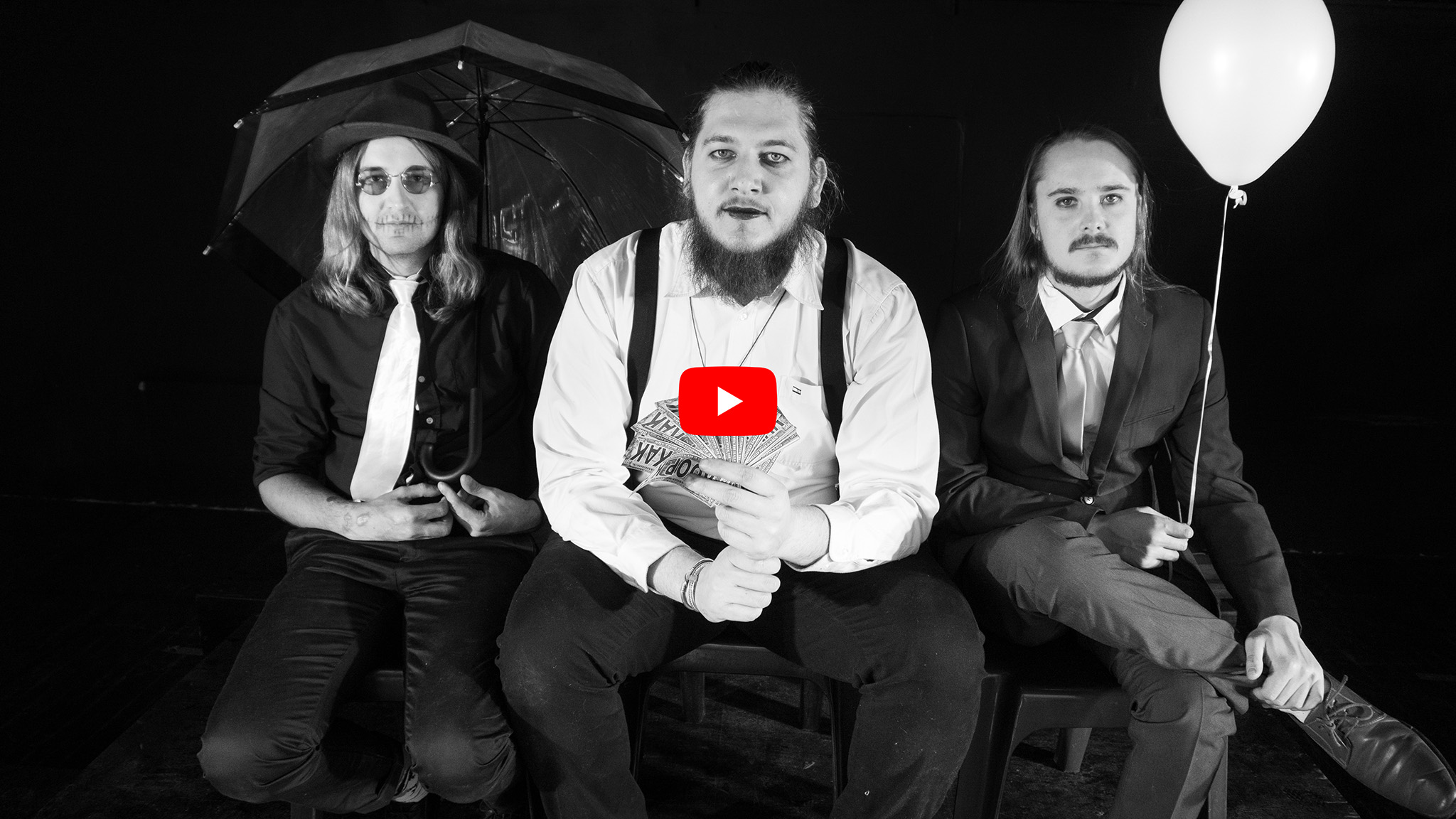 Black and white image of Onskuldige Doodsvonnis band members