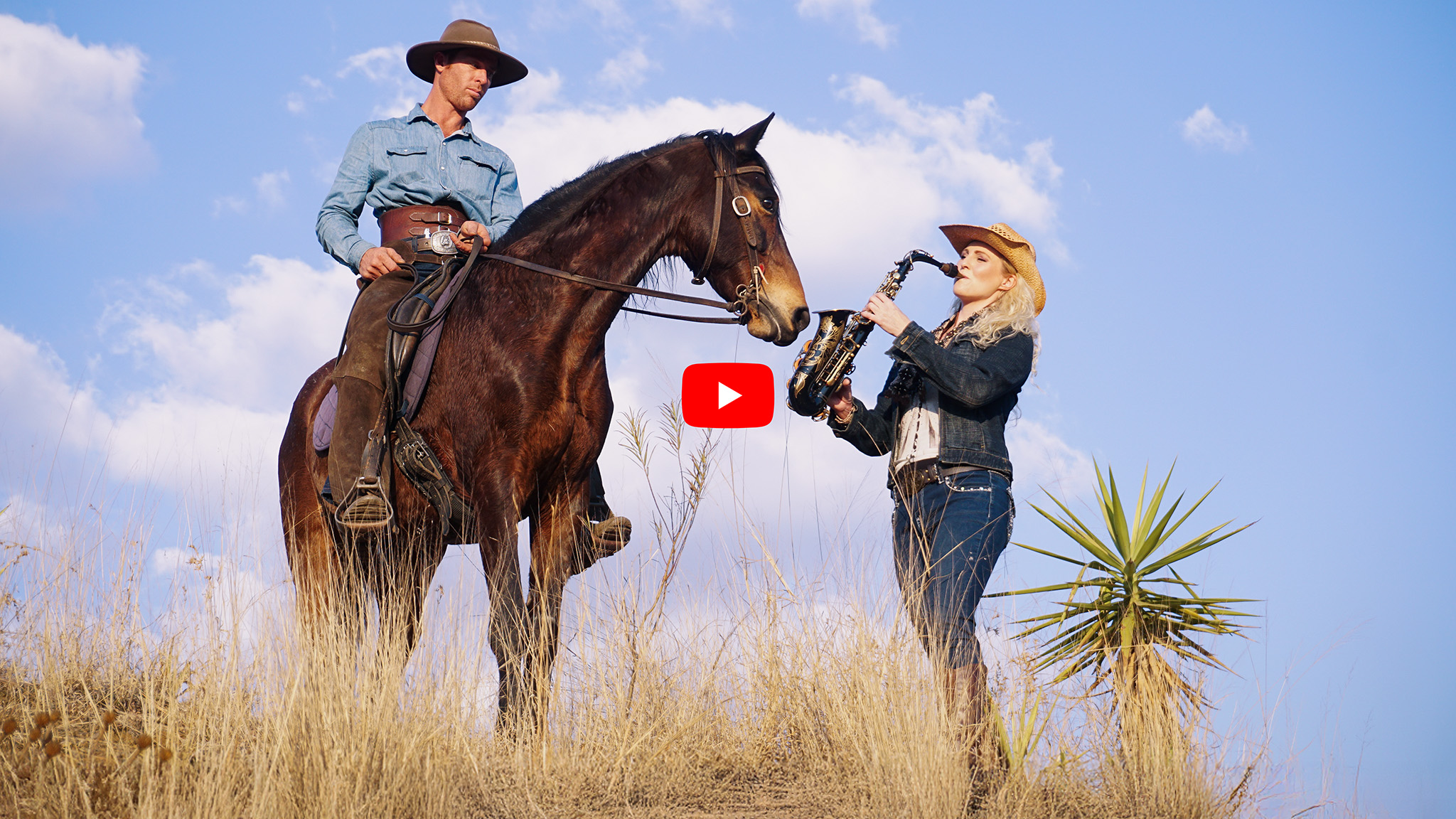 Image of a sxophonist and a horse rider 