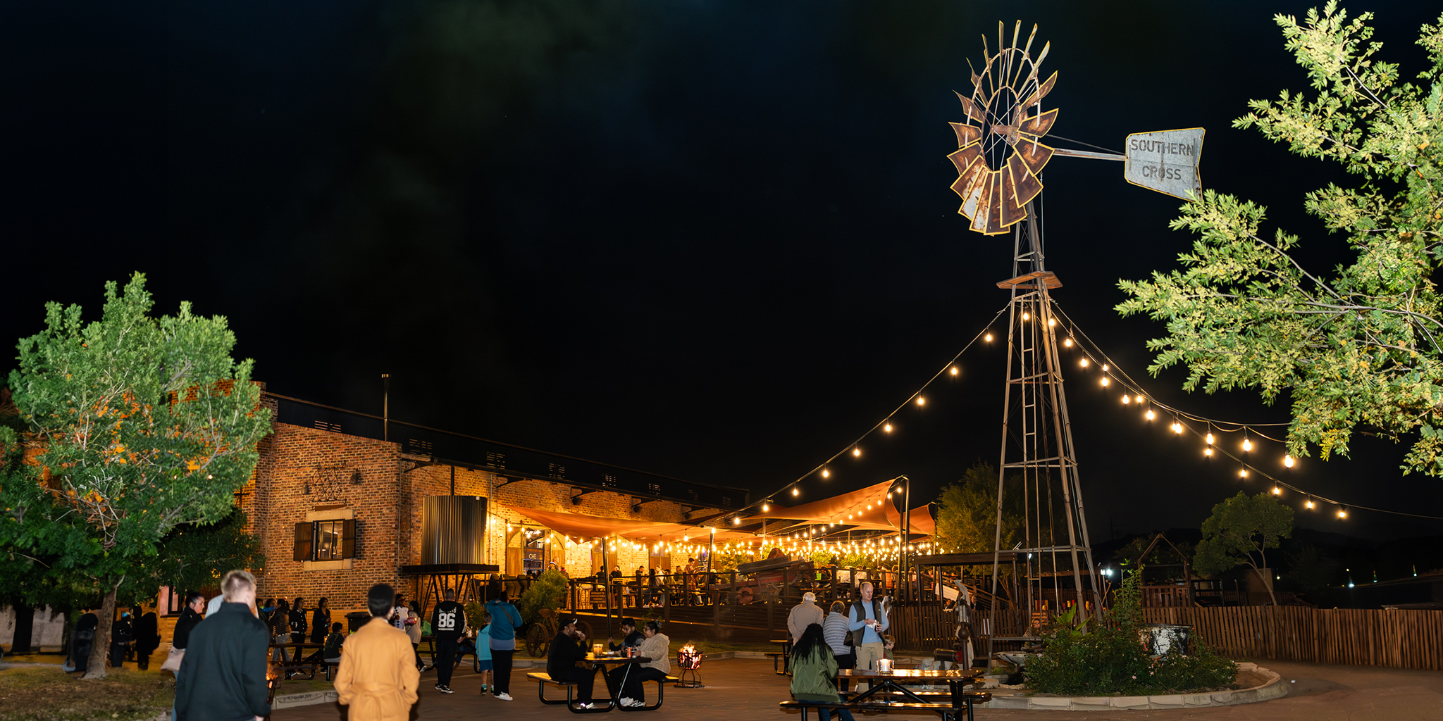 A night scene at Prison Break Market
