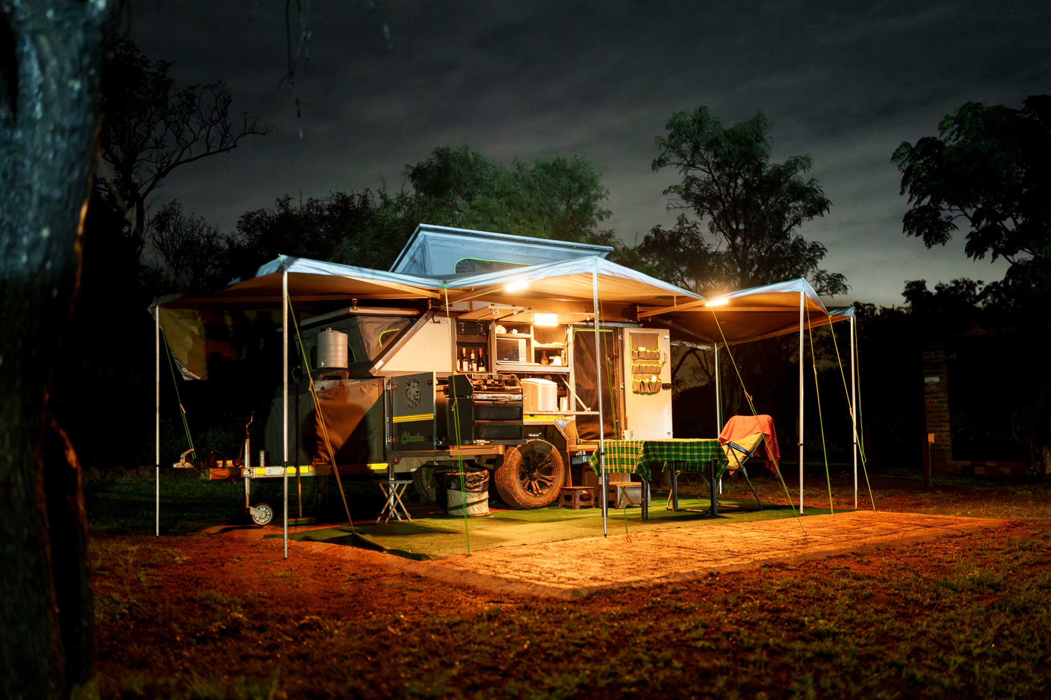 A night image of a camp site at Impala Game Ranch in Dinokeng