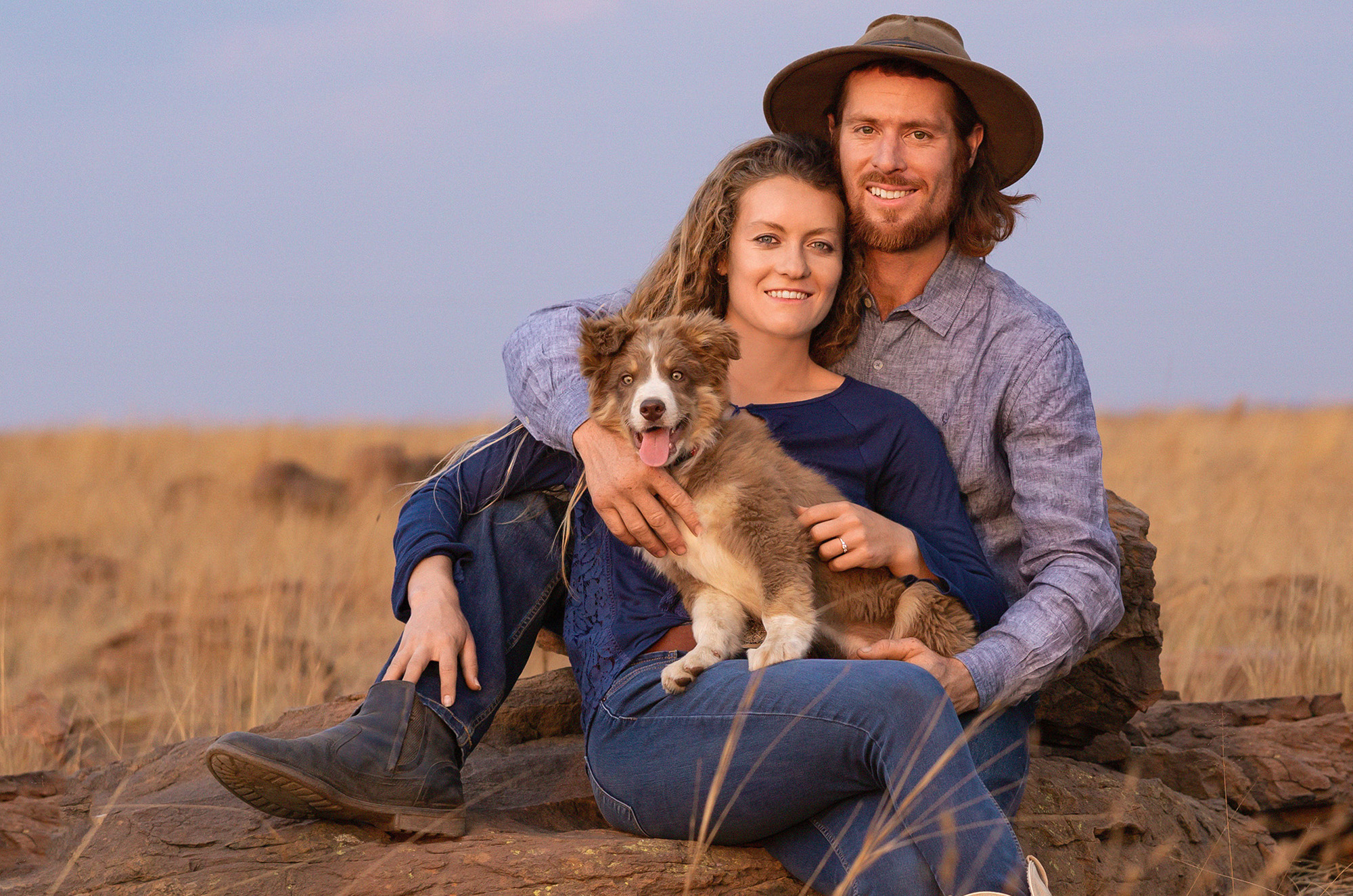 Couple portrait with dog