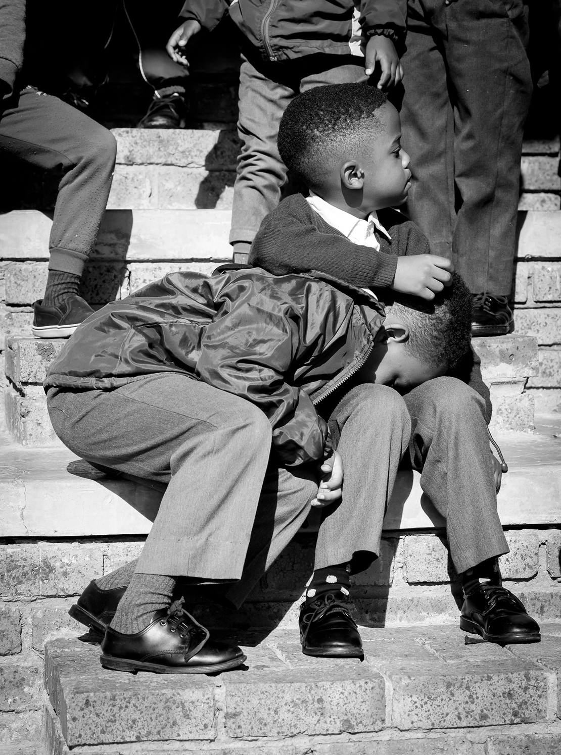 Black abd white image of schoolboys 