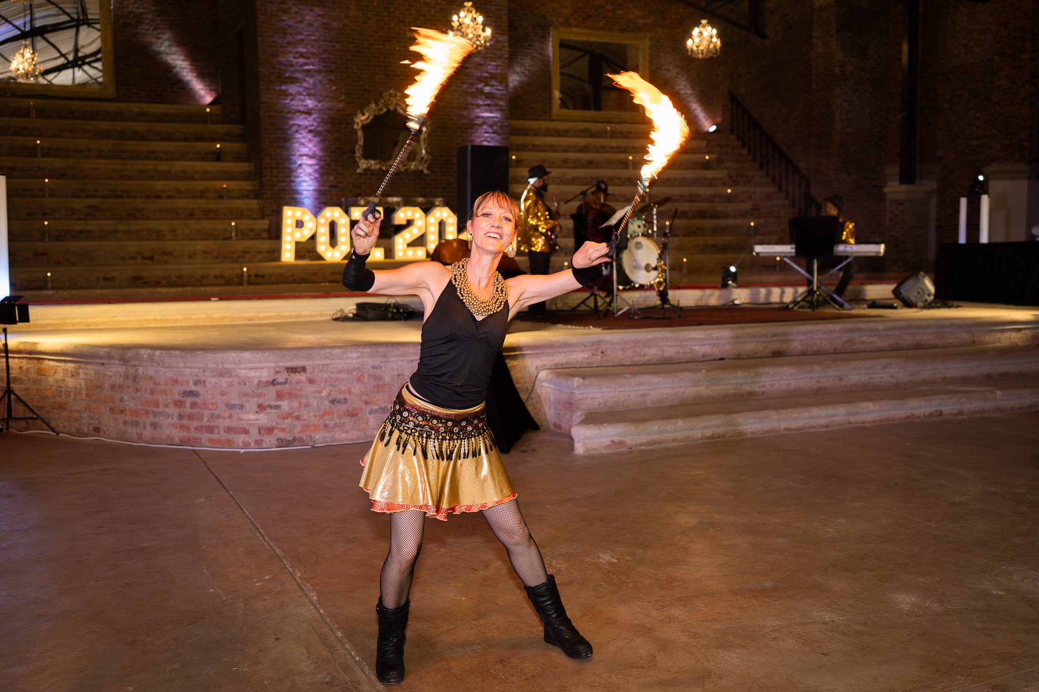 Image of a fire dancer at a gala event