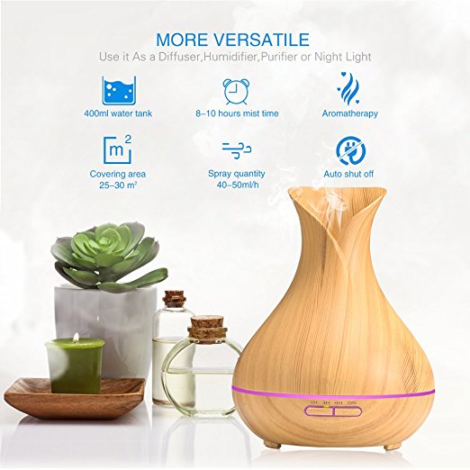Loove Lavender Woodgrain Ultrasonic Aroma Diffuser Aroma Diffusers