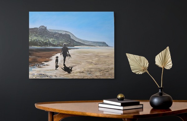 291.  A dog and his owner (61 x 76cm )