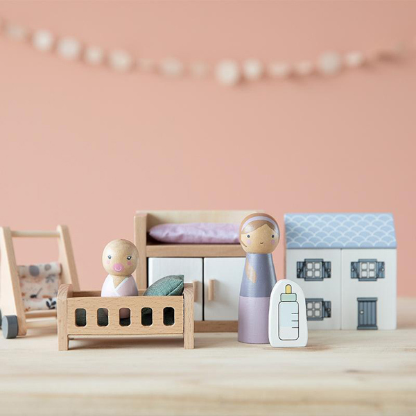 Little Dutch Wooden Dollhouse Nursery playset 11 pcs Little Favourites Little Dutch's