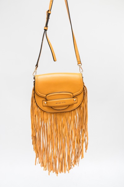 Michael Kors Small Cary Fringed Saddle Bag Leather