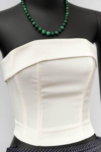 WITH JEAN Carla Strapless Corset Top White