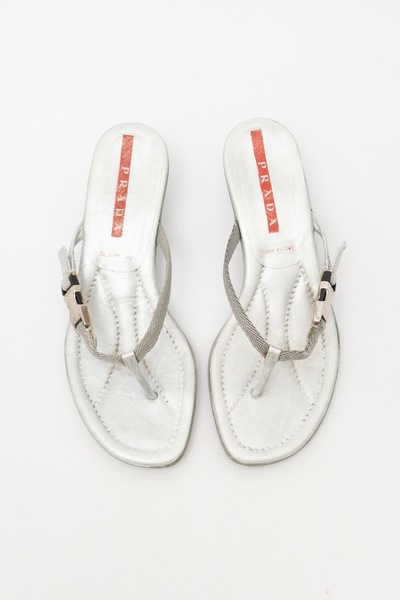 PRADA Vintage Thong Sandals Silver