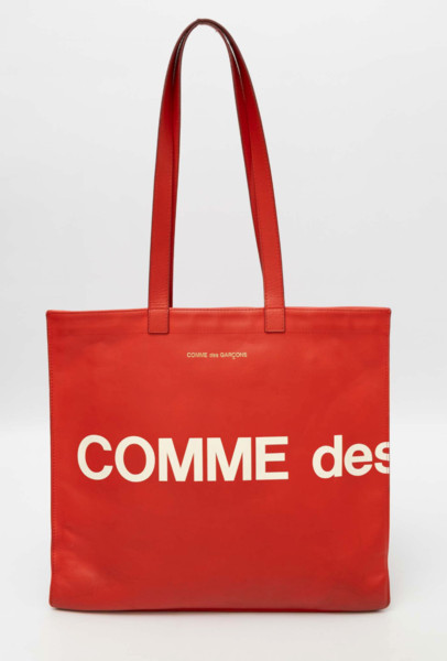 Comme Des Garçons Wallet Logo Print Leather Tote Bag