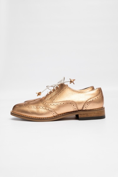 Lady Barker Genuine Leather Rose Gold Brogues