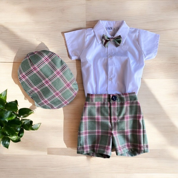 Christmas checked baba boy outfit