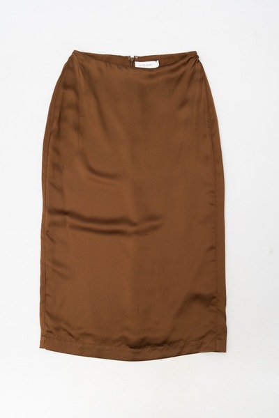 WITCHERY Satin Pencil Skirt Chocolate Brown