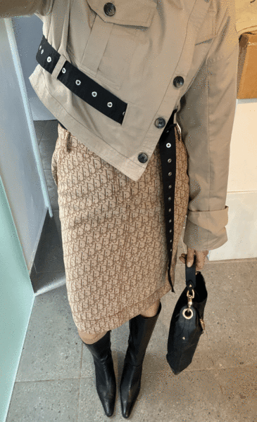 Archival Christian Dior by John Galliano Monogram Pencil Skirt