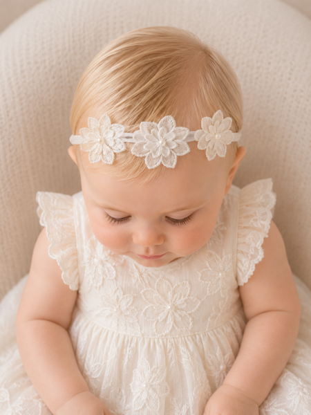Snow Blossom Lace Headband