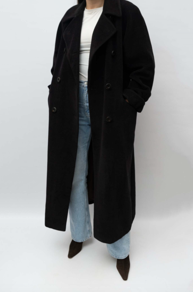 DINOMODA Vintage Angora Wool Maxi Coat Charcoal
