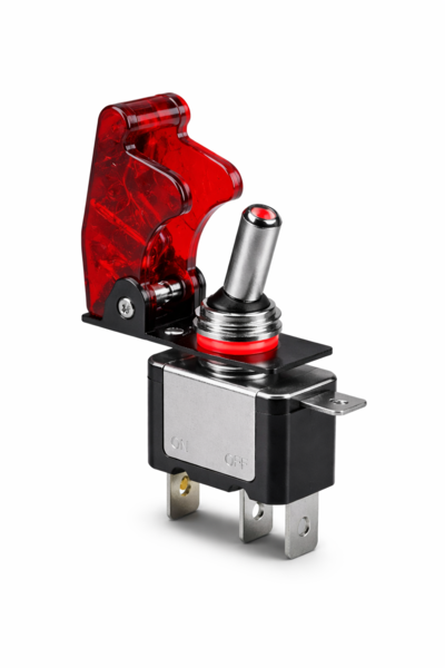 Toggle Switch with Safety ON/OFF - RED LED + Cover