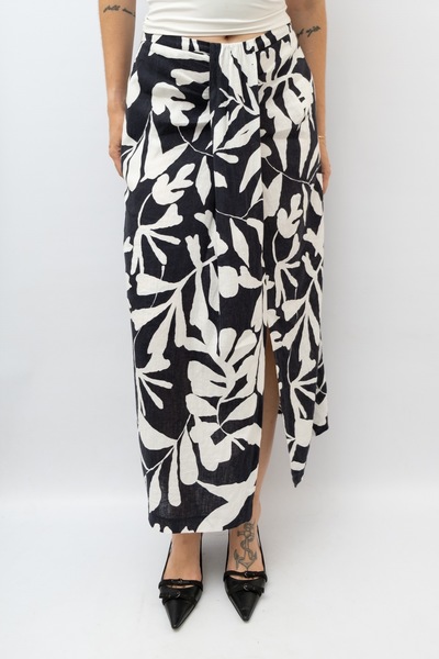 Massimo Dutti Linen Printed Skirt