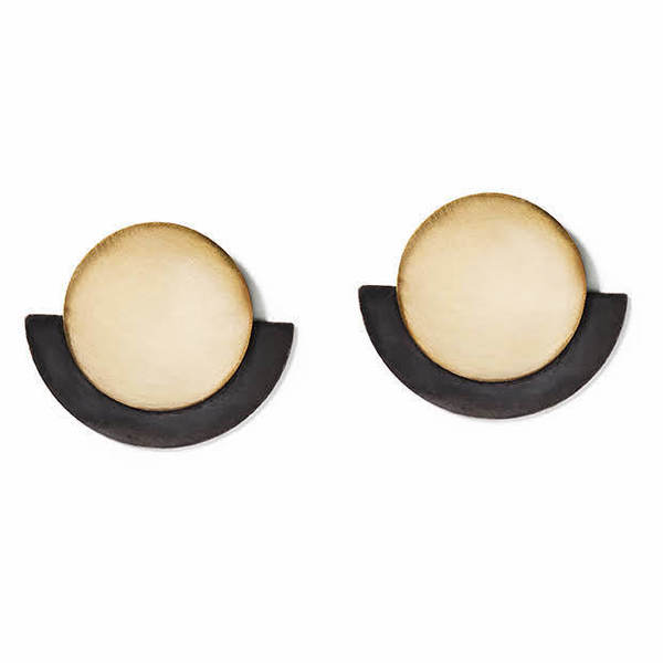 Gold & Charcoal Round Deco Made of brass and oxidised sterling silver