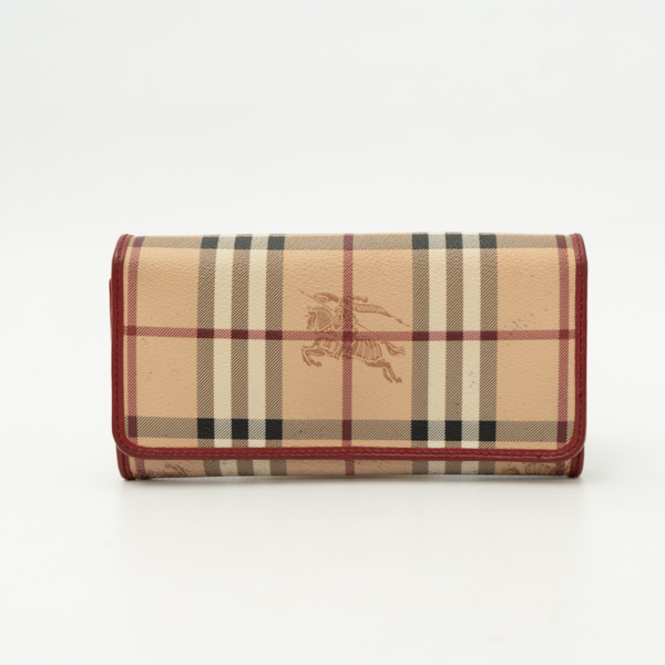 Burberry Pre-Owned Beige and Red Nova Check Long Wallet