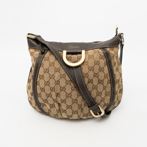 GUCCI Pre-Owned Abbey D Ring GG Canvas Leather Crossbody Bag
