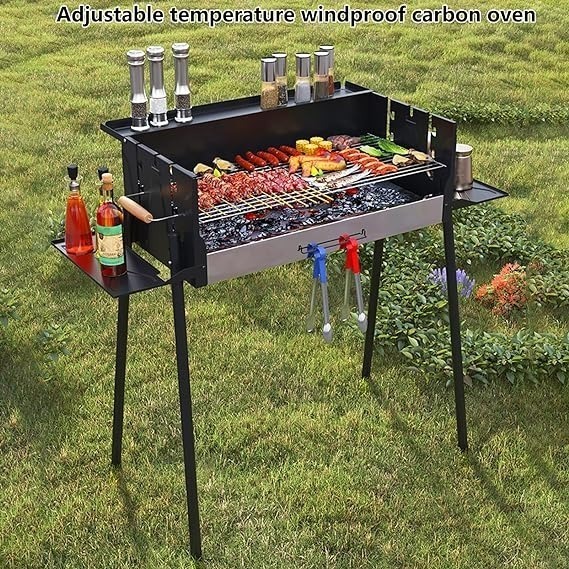 Grill BBQ with Adjustable Folding Storage Shelf