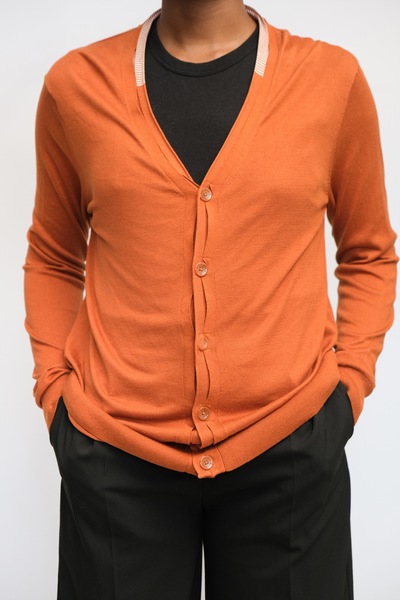 Selected Orange Silk Blend Cardigan