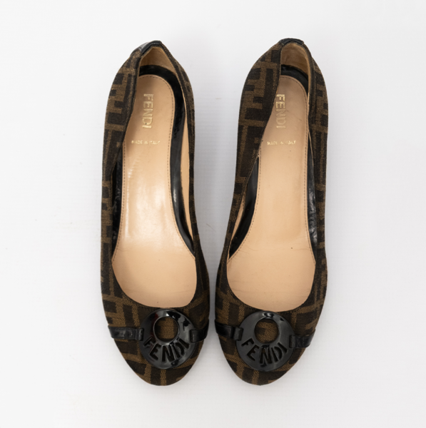 FENDI Vintage Zucca Jacquard Monogram Wedges