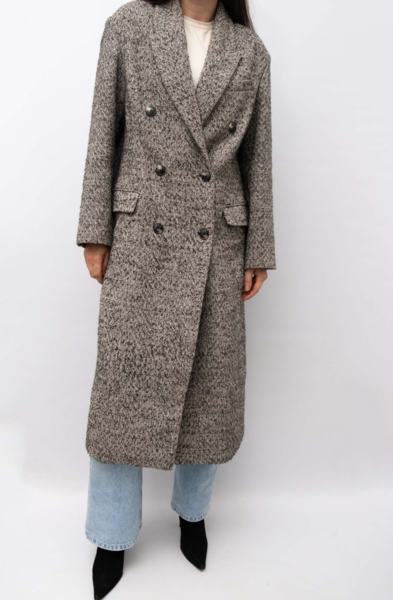 MANGO Wool Blend Herringbone Coat