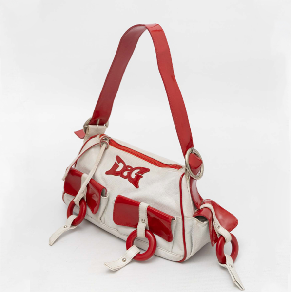 Dolce & Gabbana Vintage Leather Shoulder Bag Red White