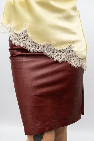 Genesi Firenzi Vintage Genuine Leather Skirt Maroon