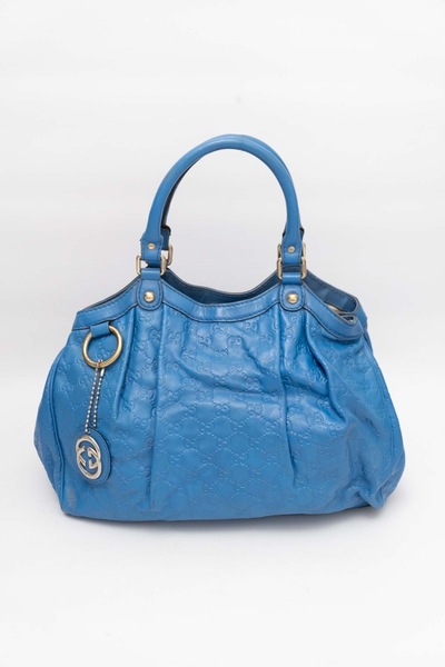 Gucci Sukey Guccissima Tote Bag Lambs Leather Blue
