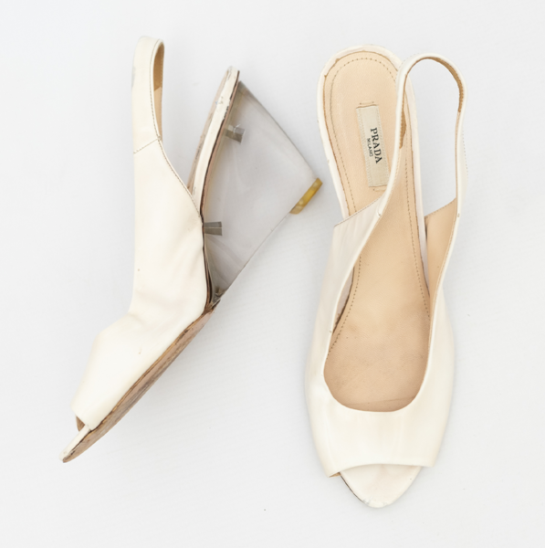 PRADA Vintage SS2010 Perspex Leather Peep Toe Wedge
