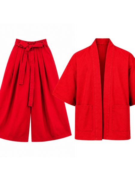 The Red Set. (Hakama pants + Kimono.)