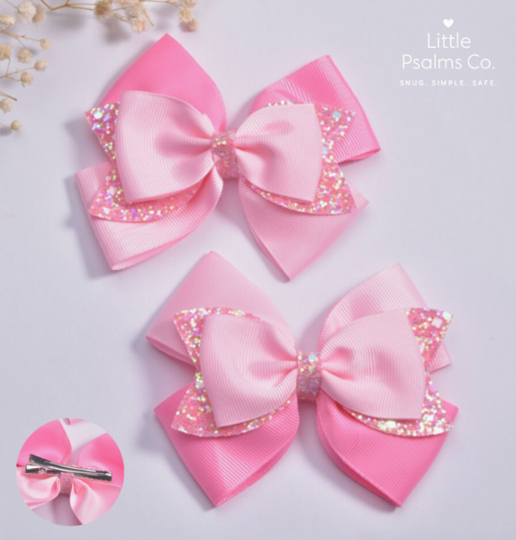 2 Pcs Pink Hair Clips