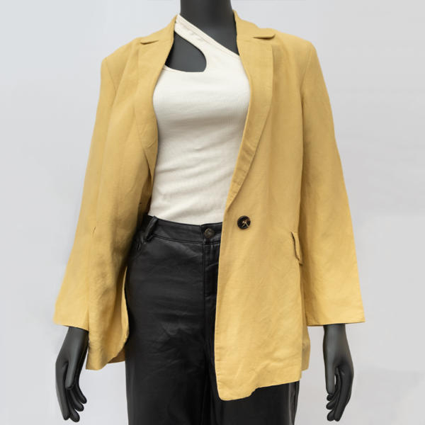 MAX MARA Vintage Linen Blend Single Breasted Blazer