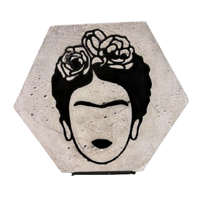 Cement Tile with 3D-Printed Frida Kahlo Design