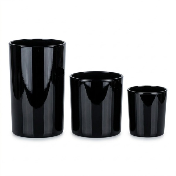 Candle Glass Jar -Shiny black