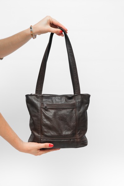 Genuine Leather Dark Brown Shoulder Bag